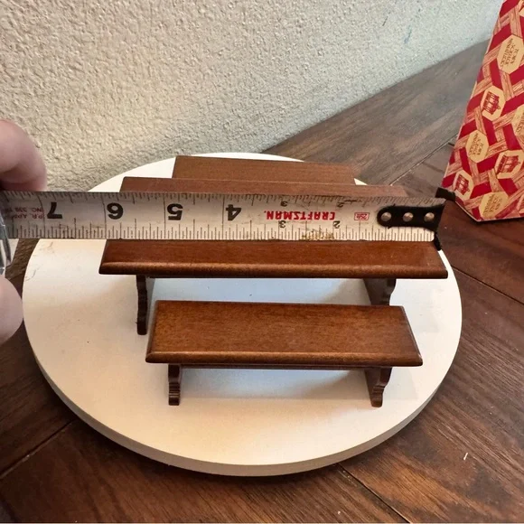 Vintage town square miniatures Dollhouse Furniture Miniature Wood table benches - Picture 6 of 8